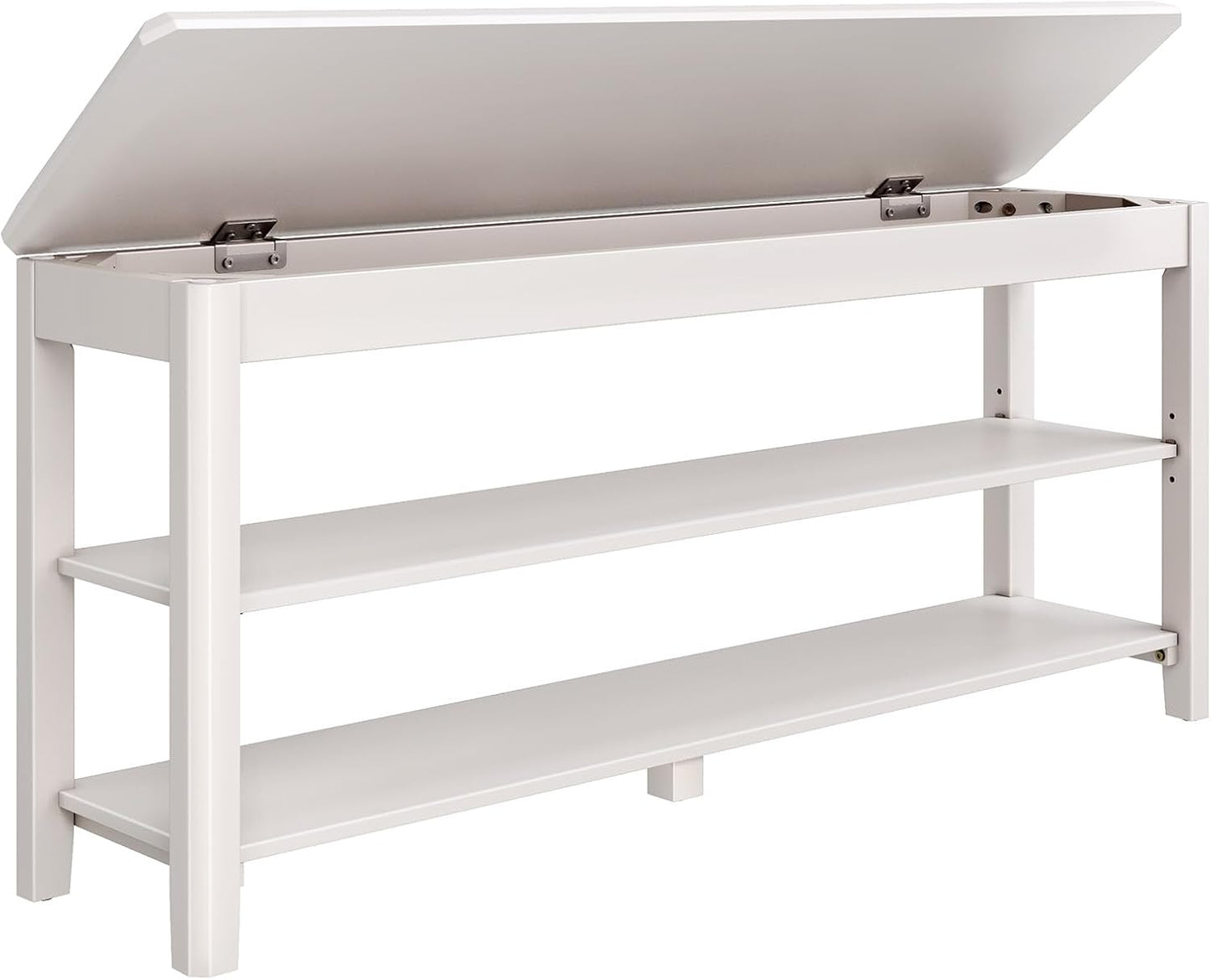 Shoe Rack Bench Seat Rubberwood 3-Tier Wooden Storage Bench 550lbs Compact Mid-Century Modern Design for Entryway, Hallway, Closet, Front Door Entrance, Foyer