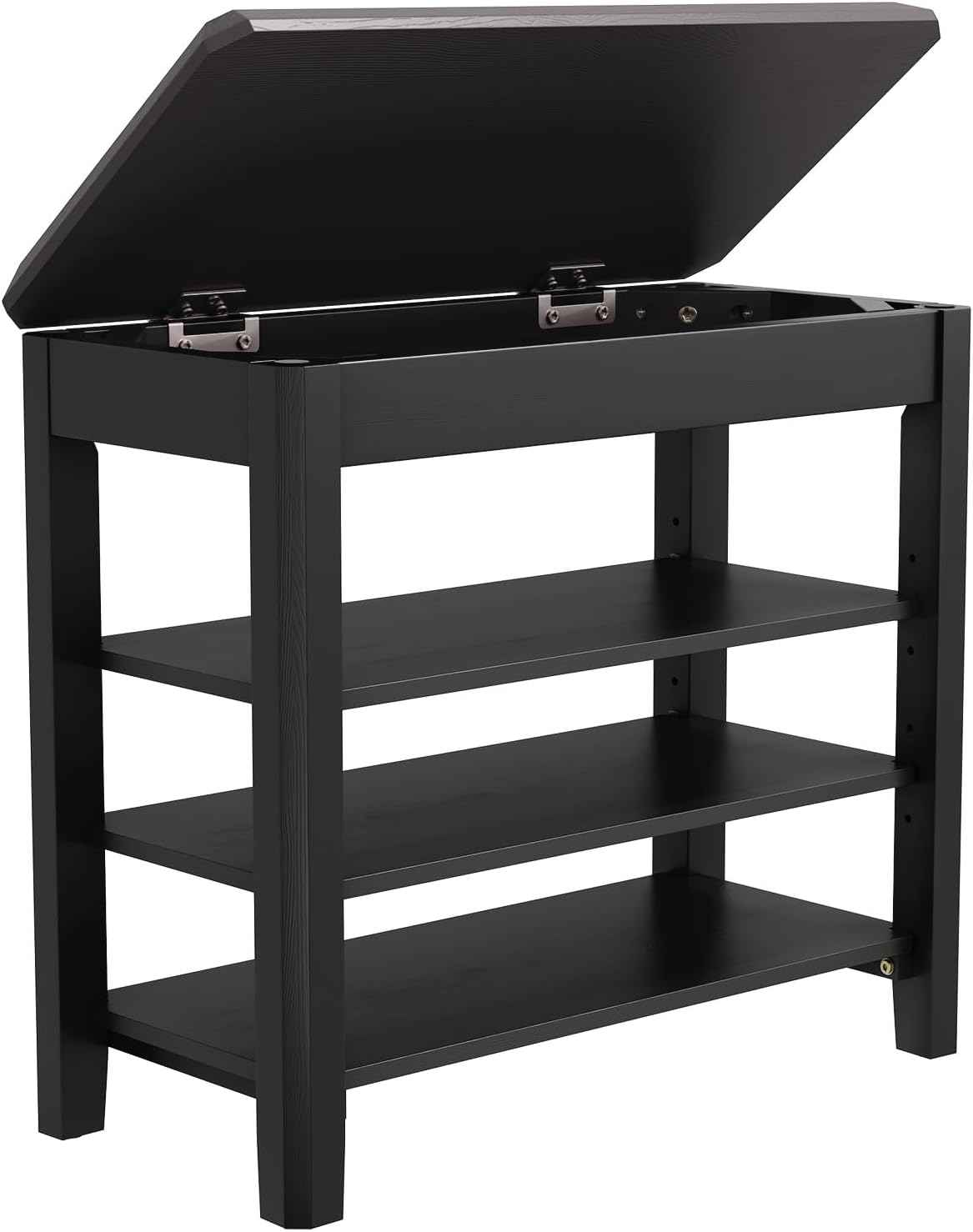 Shoe Rack Bench Seat Rubberwood 3-Tier Wooden Storage Bench 550lbs Compact Mid-Century Modern Design for Entryway, Hallway, Closet, Front Door Entrance, Foyer