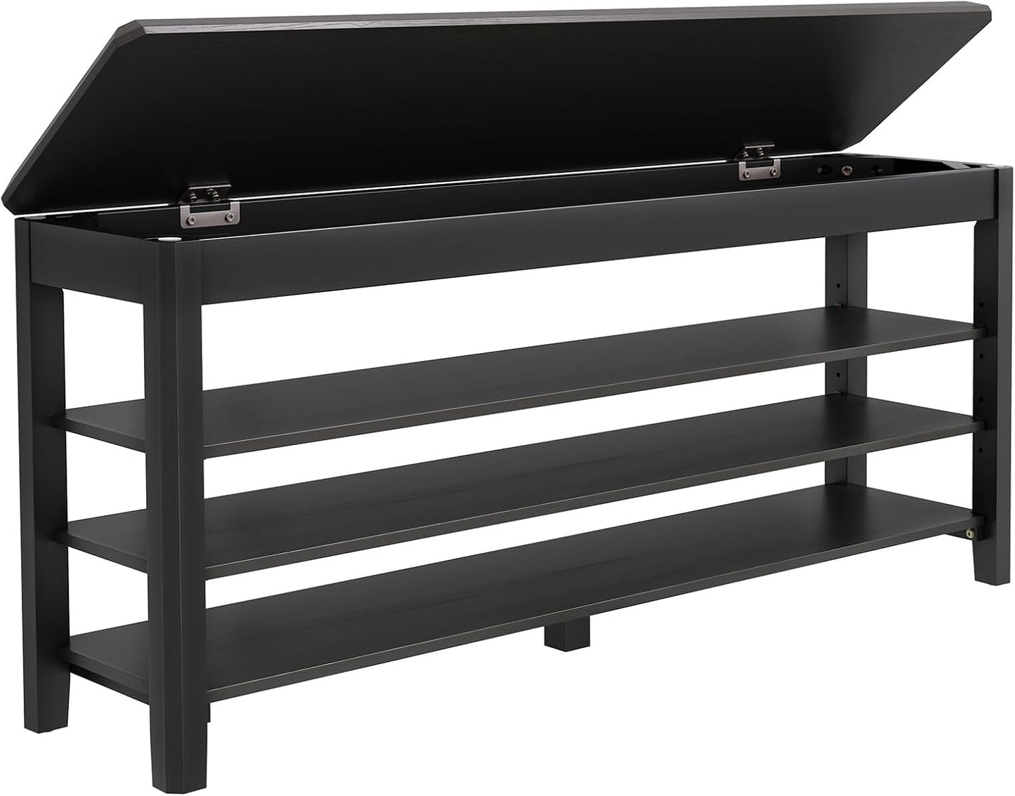 Shoe Rack Bench Seat Rubberwood 3-Tier Wooden Storage Bench 550lbs Compact Mid-Century Modern Design for Entryway, Hallway, Closet, Front Door Entrance, Foyer