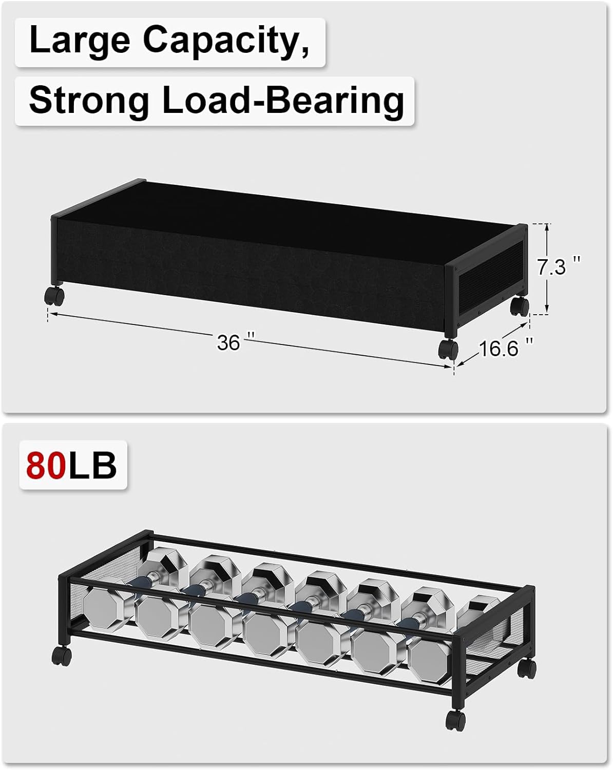 2 pack Under the Bed Storage Containers,36" Underbed Storage with Wheels,Under Bed Shoe Storage,Under Bed Rolling Storage,Large Under Bed Storage,Underbed Drawers,Underbed Storage with Lid