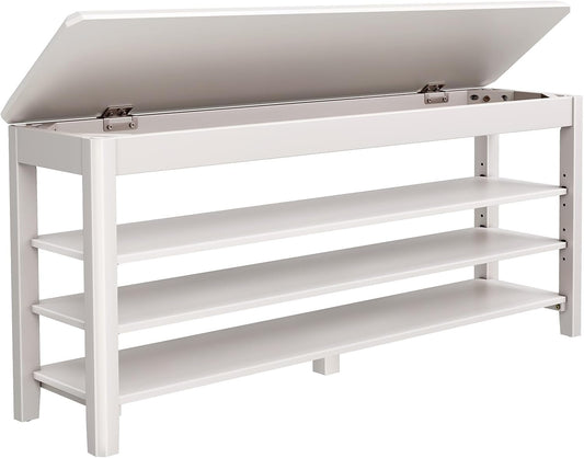 Shoe Rack Bench Seat Rubberwood 3-Tier Wooden Storage Bench 550lbs Compact Mid-Century Modern Design for Entryway, Hallway, Closet, Front Door Entrance, Foyer