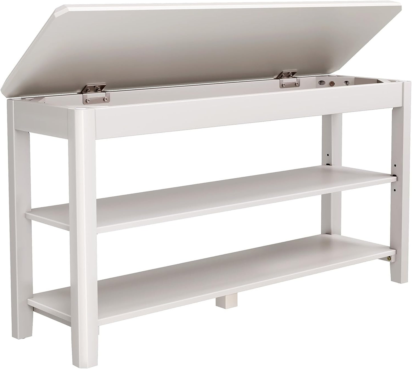 Shoe Rack Bench Seat Rubberwood 3-Tier Wooden Storage Bench 550lbs Compact Mid-Century Modern Design for Entryway, Hallway, Closet, Front Door Entrance, Foyer