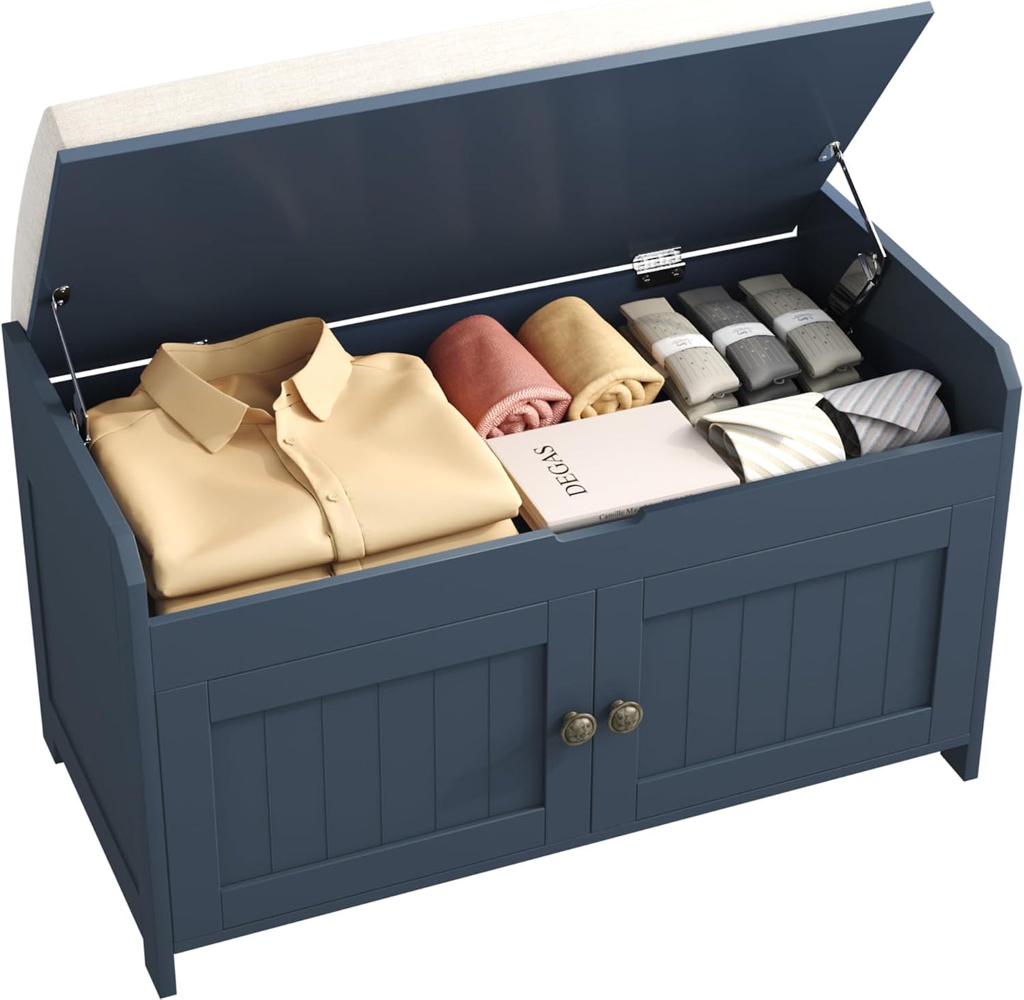 HOMEFORT 41.3" Shoe Bench with Lift Top Storage, Entryway Bench with Cushioned Seat, Wooden End of Bed Bench, Shoe Cabinet Bench with Hidden Storage Space, for Bedroom, Hallway,Espresso