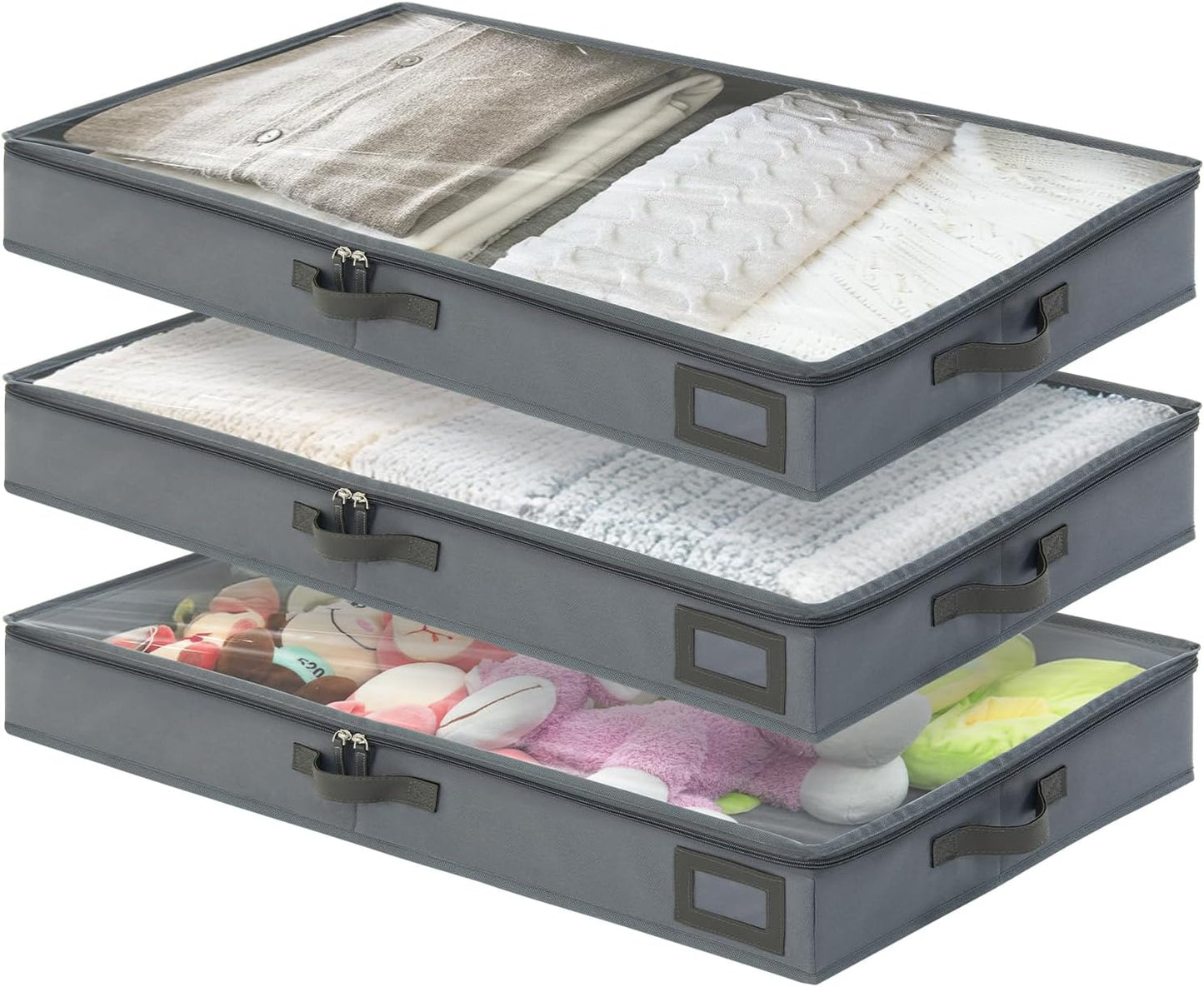 6-Inch Under Bed Organizer, Under Bed Storage Container, Under Crib/Couch Storage, Underbed Storage Box for Seasonal Clothing, Sweaters, Shoes, Blankets, Wrapping Paper & Toys 33" L×17" W×6" H