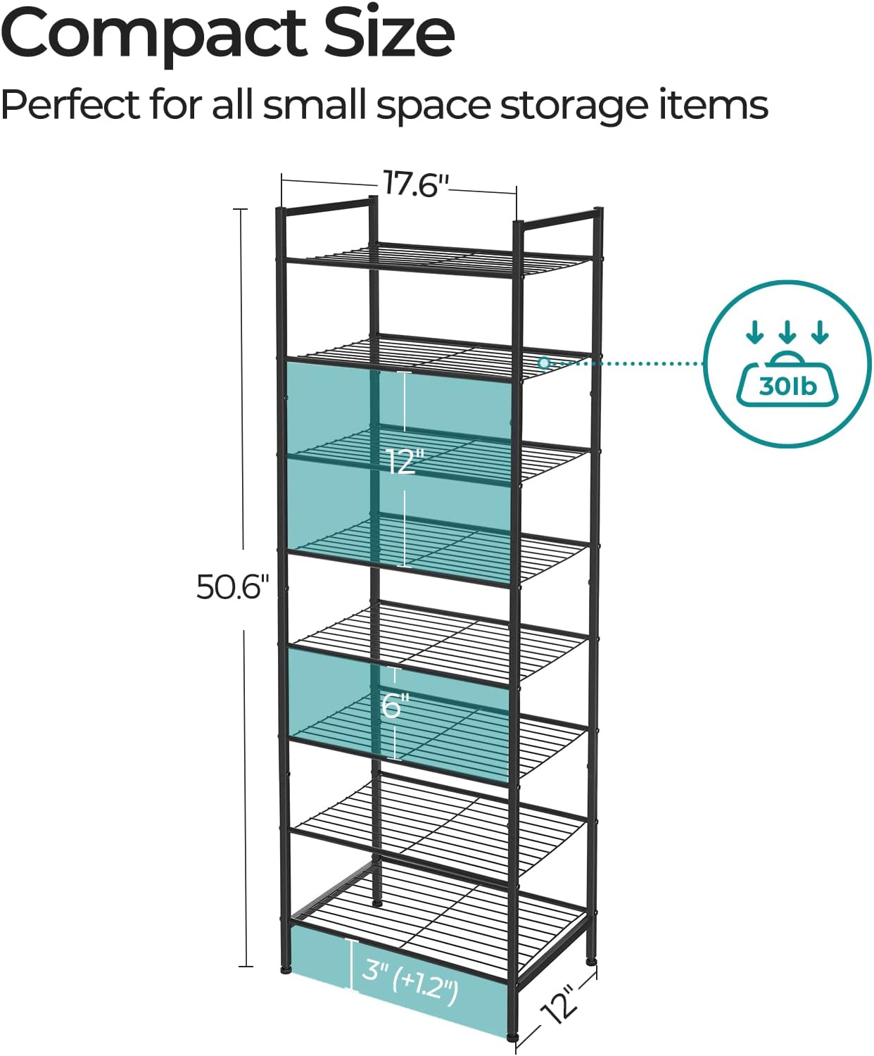 SONGMICS Narrow Shoe Rack, Sturdy 8 Tier Metal Tall Shoe Rack Shelf, Slim Shoe Storage Organizer for Closet Entryway Small Spaces, Vertical Shoe Stand Tower for 18 Pairs Shoes, Easy Assembly, Black