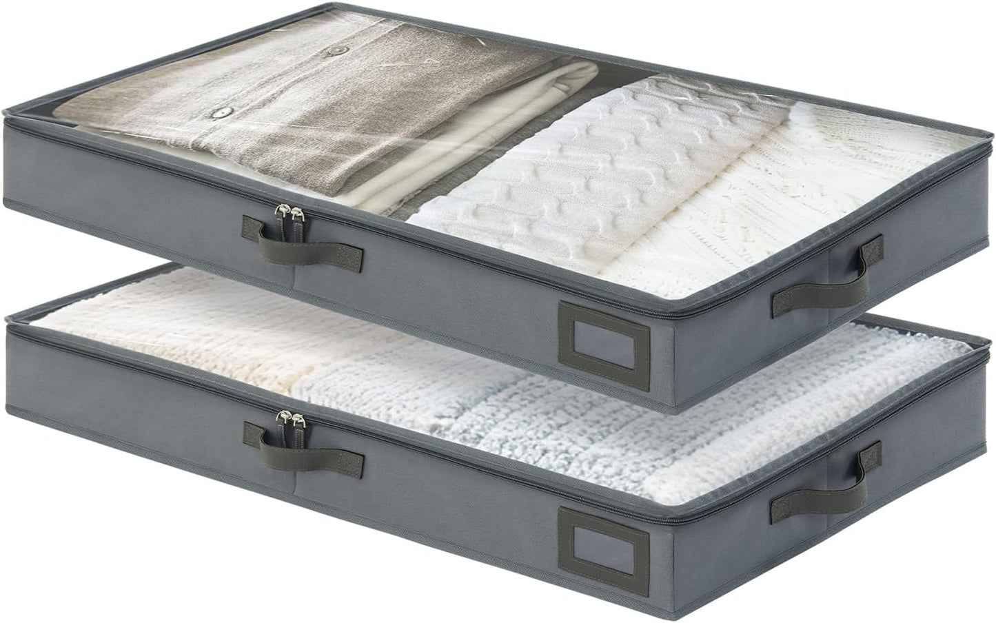 6-Inch Under Bed Organizer, Under Bed Storage Container, Under Crib/Couch Storage, Underbed Storage Box for Seasonal Clothing, Sweaters, Shoes, Blankets, Wrapping Paper & Toys 33" L×17" W×6" H