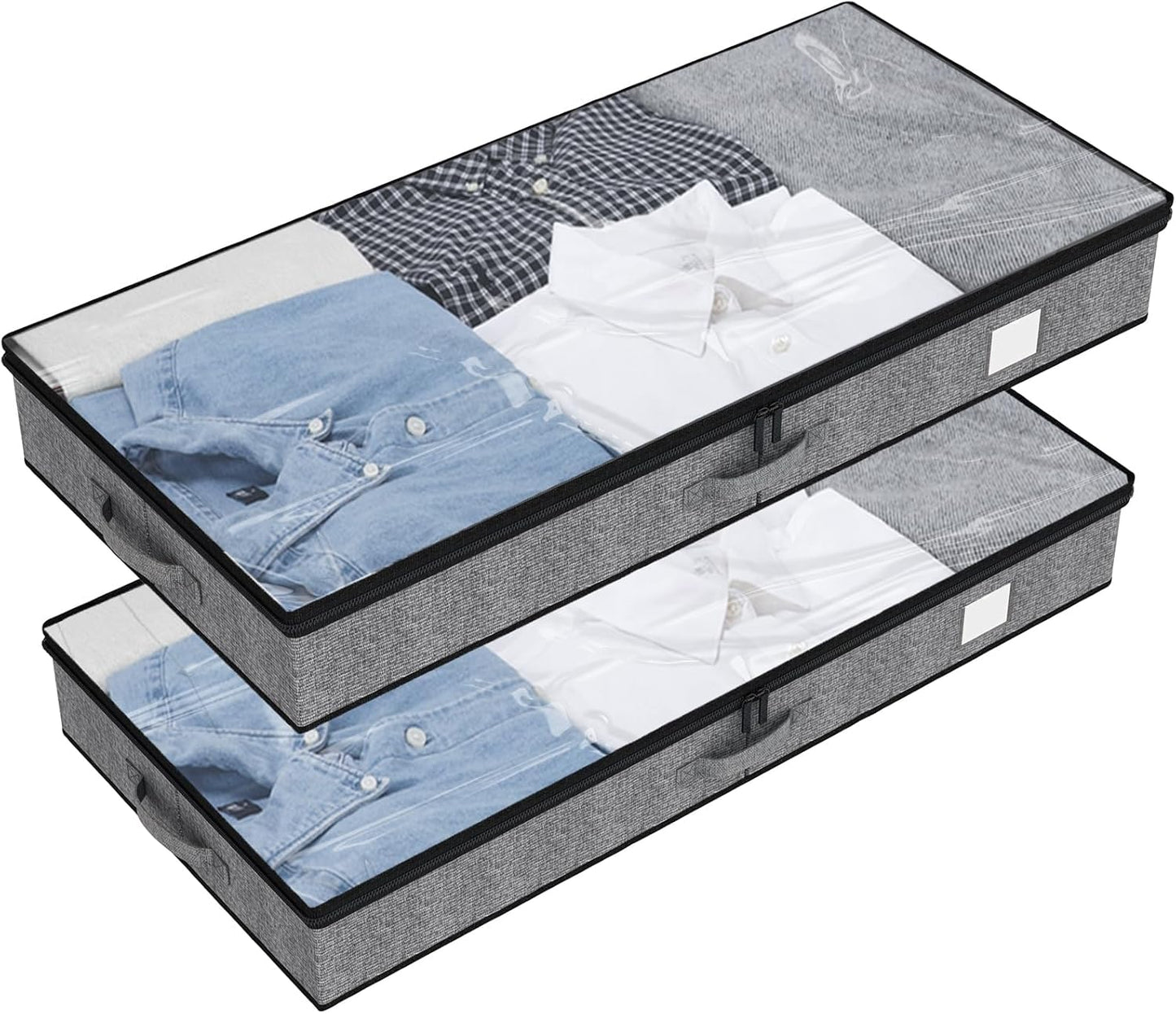 Fixwal 4 Pack Underbed Storage Containers, Below 4.5 Inches Low Profile Under Bed Organizer Clothes Storage Bins with Sturdy Sidewalls and Bottom