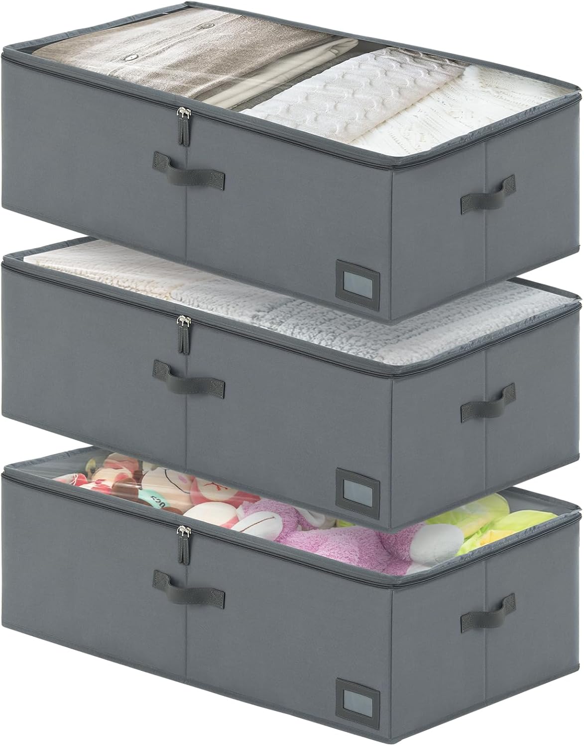 6-Inch Under Bed Organizer, Under Bed Storage Container, Under Crib/Couch Storage, Underbed Storage Box for Seasonal Clothing, Sweaters, Shoes, Blankets, Wrapping Paper & Toys 33" L×17" W×6" H