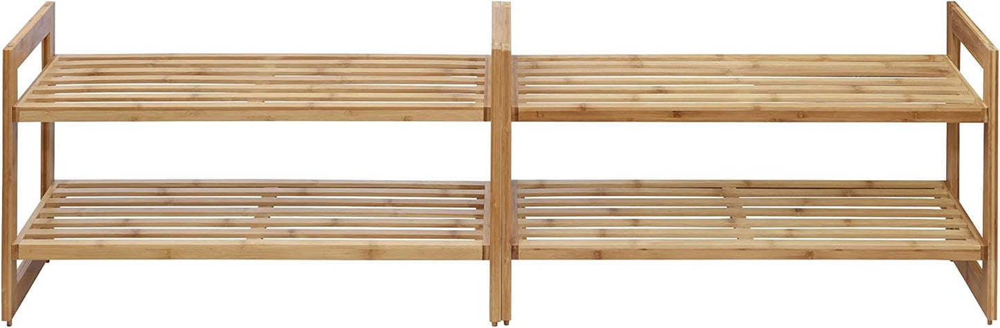 TRINITY Basics 2-Tier Stackable Bamboo Shoe Rack - (2 Pack) (TBFLNA-24112)