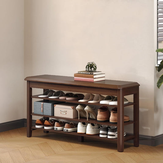 Shoe Rack for Front Door Entrance, Solid Wood Shoe Bench for Closet, Holds Up to 550lbs, Shoe Rack Bench for Entryway, Mudroom, Hallway