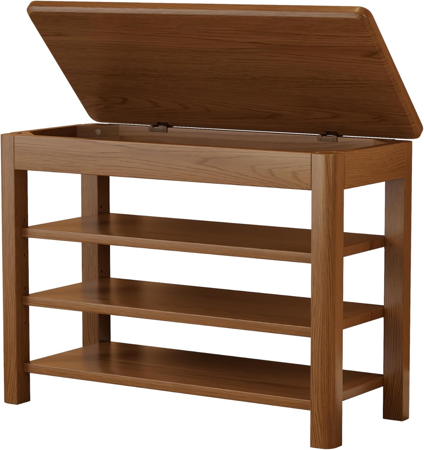 3 Tier Shoe Bench with Storage, Wood Shoe Rack for Front Door Entrance, Entryway Shoe Storage Bench.
