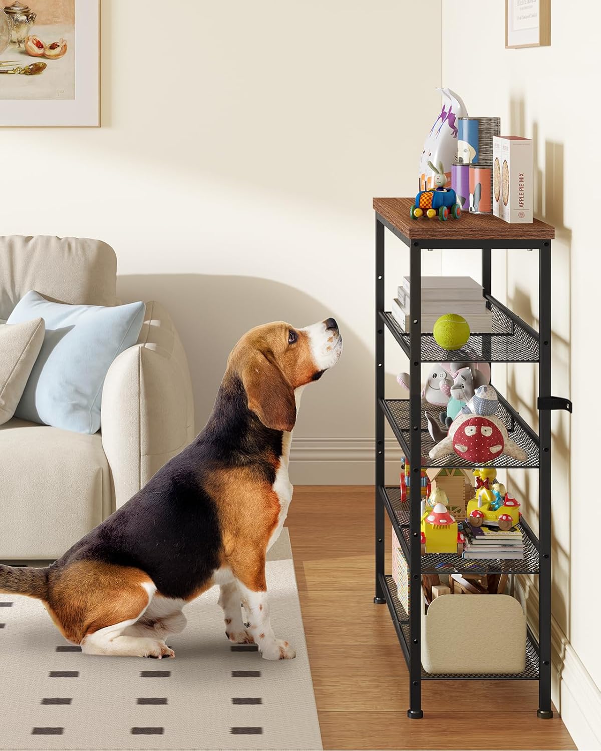 Pipishell 5-Tier Shoe Rack for Entryway and Small Spaces with Wooden Top & Metal Frames, Shoe Storage Organizer with Adjustable Storage Shelves, PISRB4