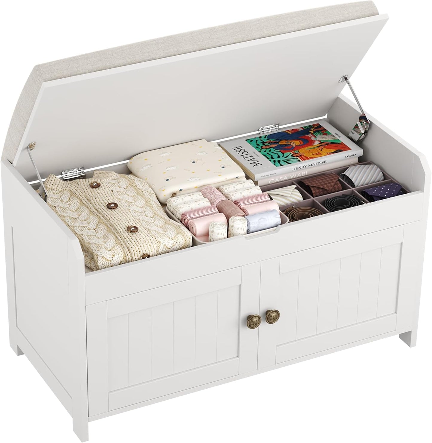 HOMEFORT 41.3" Shoe Bench with Lift Top Storage, Entryway Bench with Cushioned Seat, Wooden End of Bed Bench, Shoe Cabinet Bench with Hidden Storage Space, for Bedroom, Hallway,Espresso
