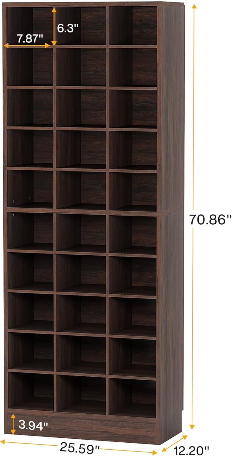 Tribesigns 10-Tier Shoe Storage Cabinet, Espresso Wooden Shoe Rack with 30 Cubbies, Freestanding Tall Entryway Shoe Organizer for Closet, Entryway, Living Room