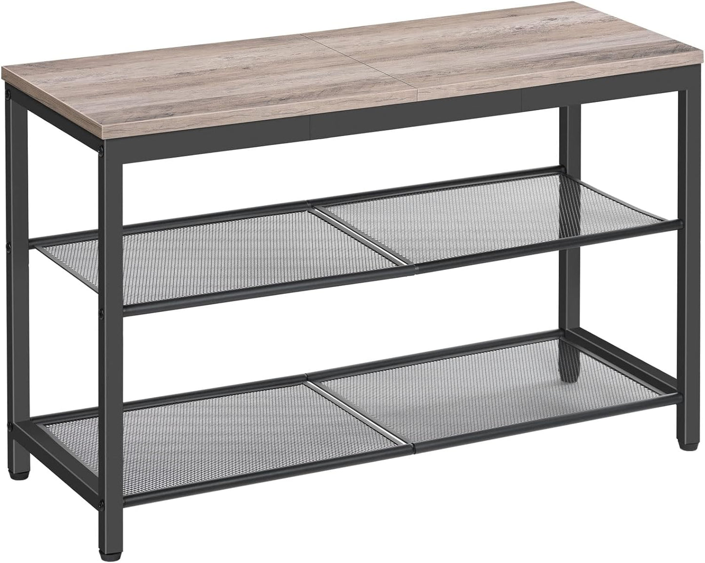 HOOBRO Shoe Bench, 3-Tier Shoe Rack, Industrial Shoe Organizer Storage Bench, 29.5 inches Entry Bench with Mesh Shelves, for Entryway, Living Room, Hallway, Easy Assembly, Rustic Brown BF75HX01