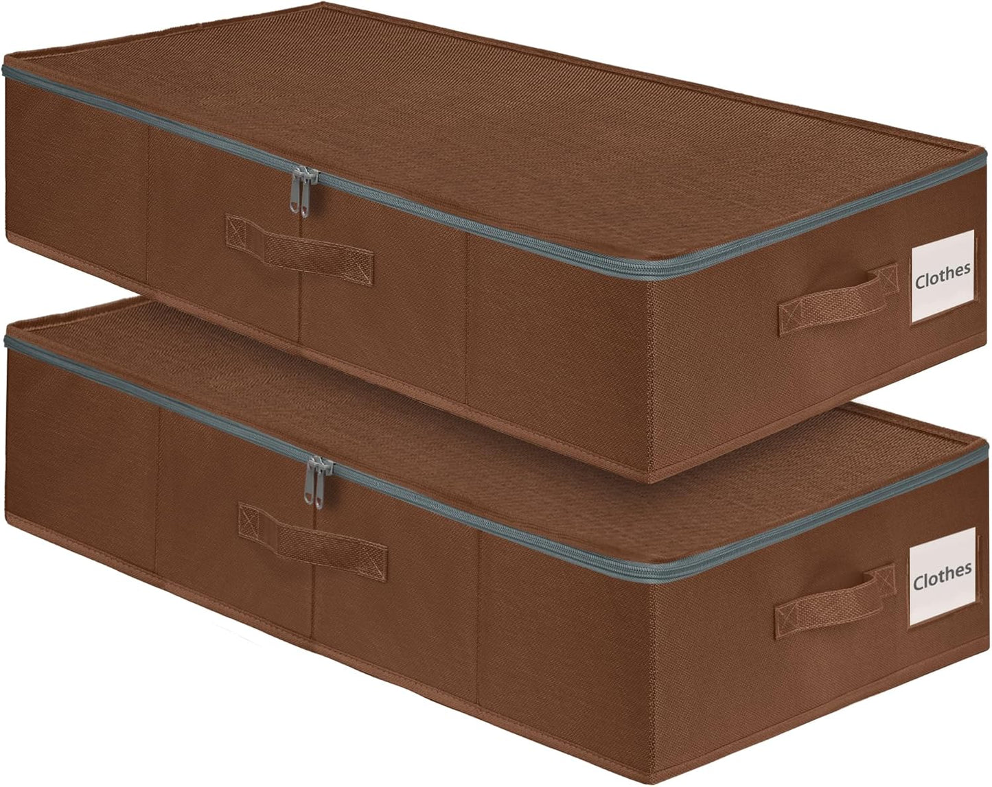 punemi Under Bed Storage, 3 Pack Underbed Storage Container Bags With Lid, Foldable Sturdy Clothes Storage Drawer Organizer W/ 3 Handles, Ultra Thick Fabric Blanket Shoe Storage Box, Grey