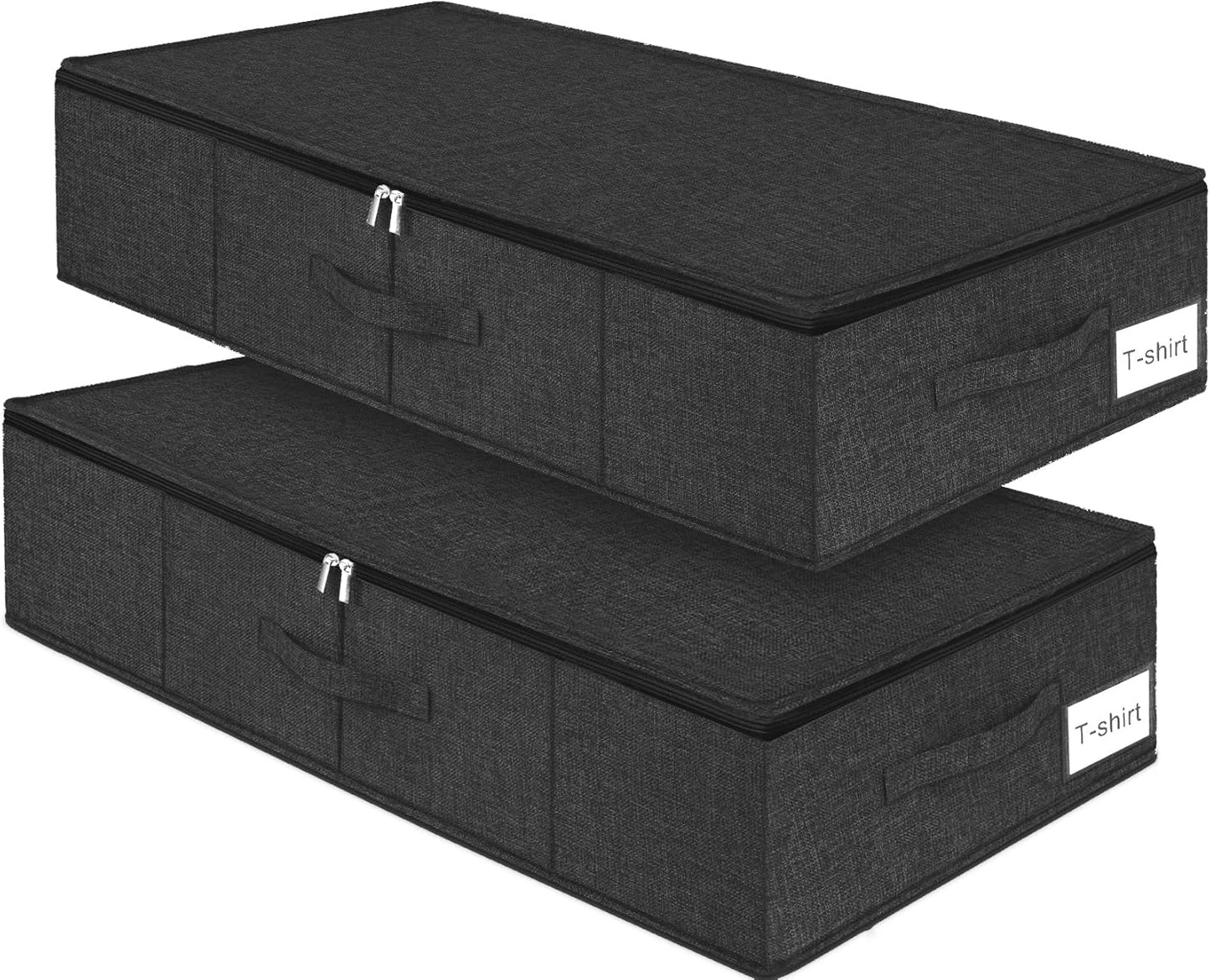 punemi Under Bed Storage, 3 Pack Underbed Storage Container Bags With Lid, Foldable Sturdy Clothes Storage Drawer Organizer W/ 3 Handles, Ultra Thick Fabric Blanket Shoe Storage Box, Grey