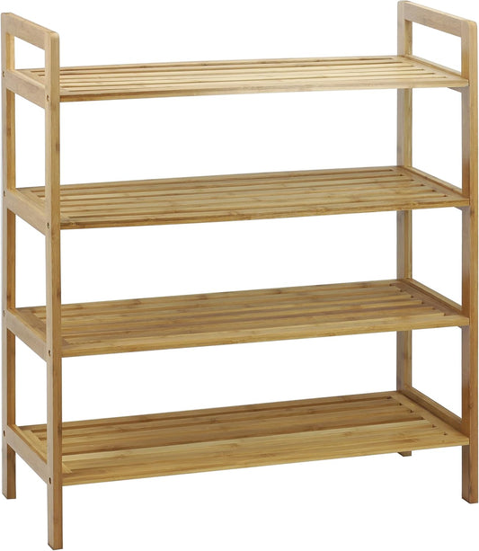 Oceanstar 4-Tier Bamboo, Natural Shoe Rack, Medium