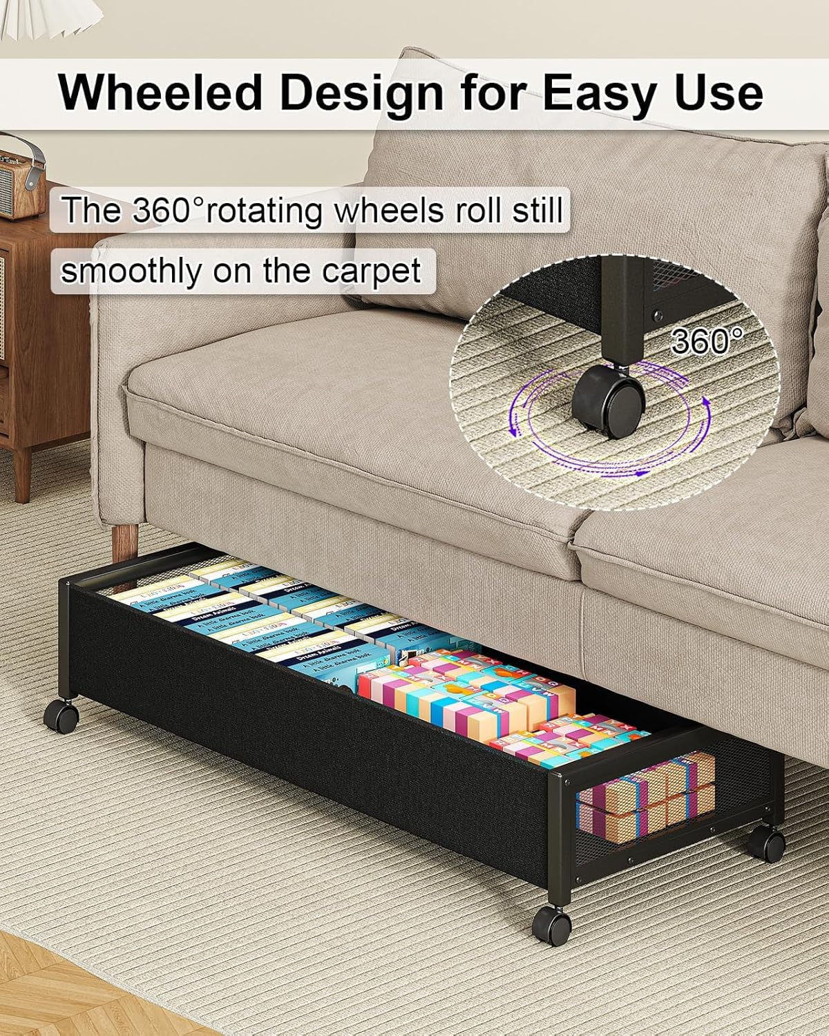 2 pack Under the Bed Storage Containers,36" Underbed Storage with Wheels,Under Bed Shoe Storage,Under Bed Rolling Storage,Large Under Bed Storage,Underbed Drawers,Underbed Storage with Lid