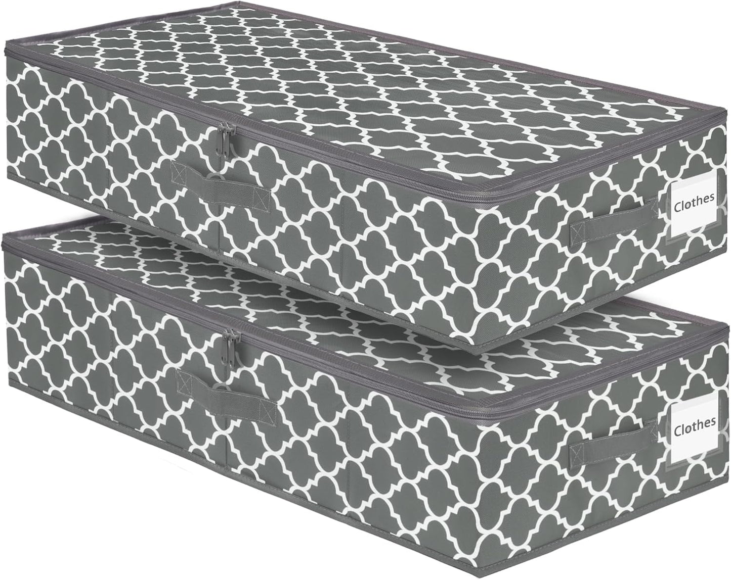 punemi Under Bed Storage, 3 Pack Underbed Storage Container Bags With Lid, Foldable Sturdy Clothes Storage Drawer Organizer W/ 3 Handles, Ultra Thick Fabric Blanket Shoe Storage Box, Grey