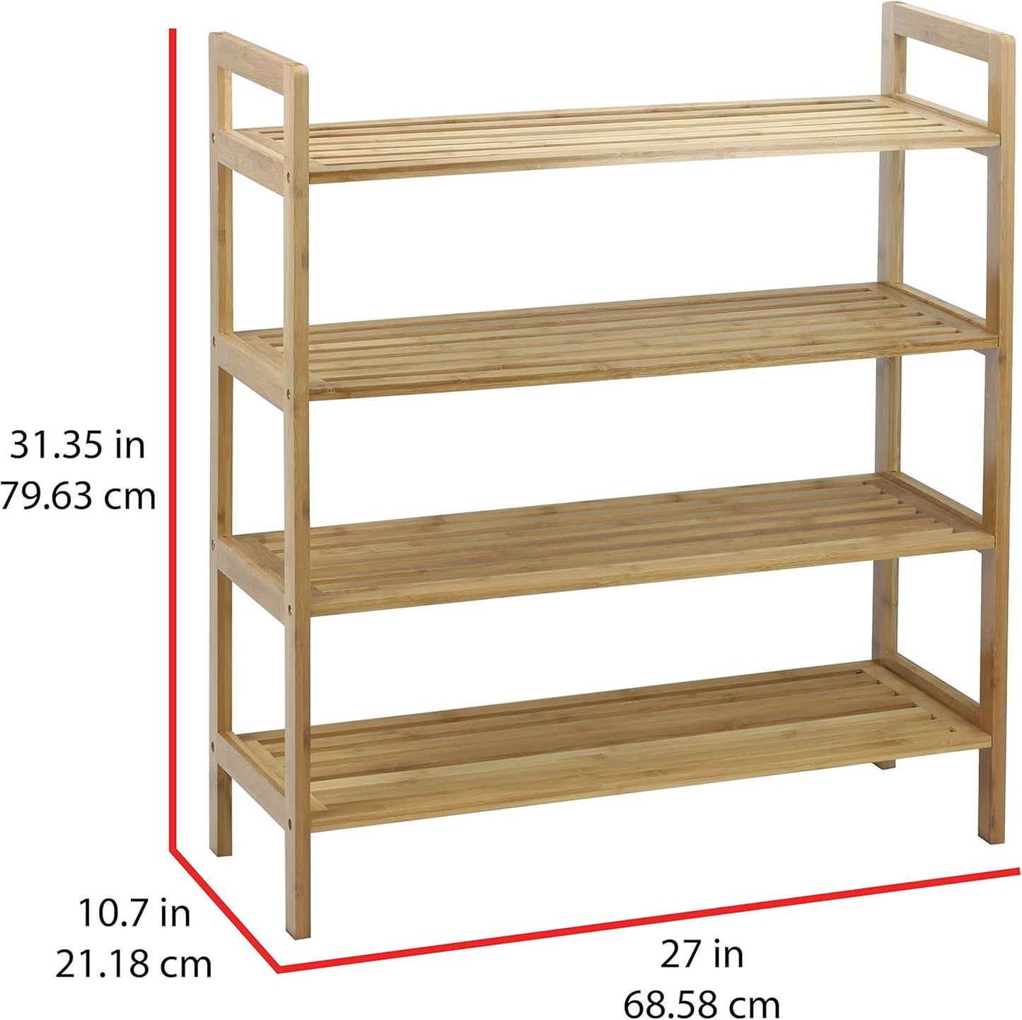 Oceanstar 4-Tier Bamboo, Natural Shoe Rack, Medium
