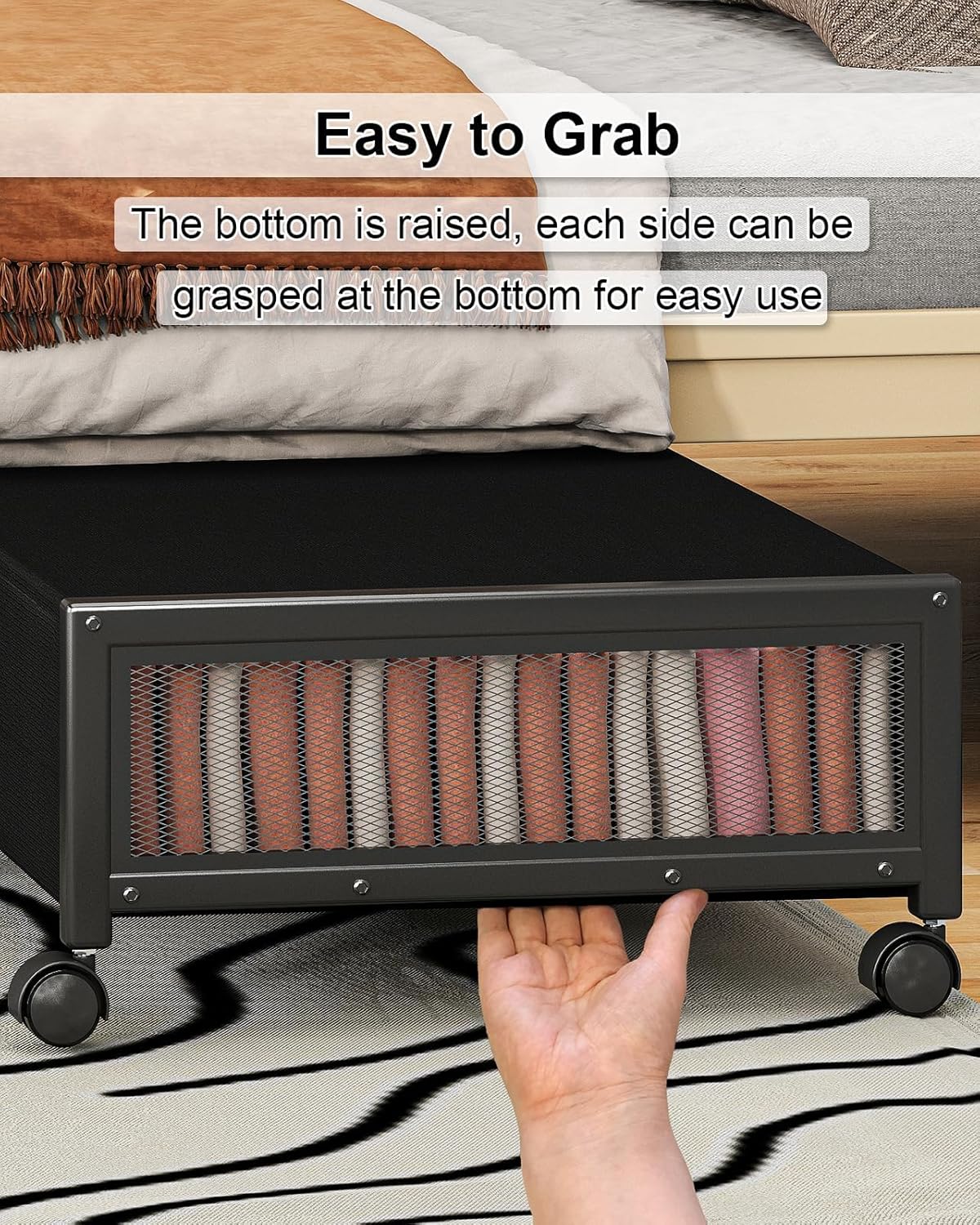 2 pack Under the Bed Storage Containers,36" Underbed Storage with Wheels,Under Bed Shoe Storage,Under Bed Rolling Storage,Large Under Bed Storage,Underbed Drawers,Underbed Storage with Lid