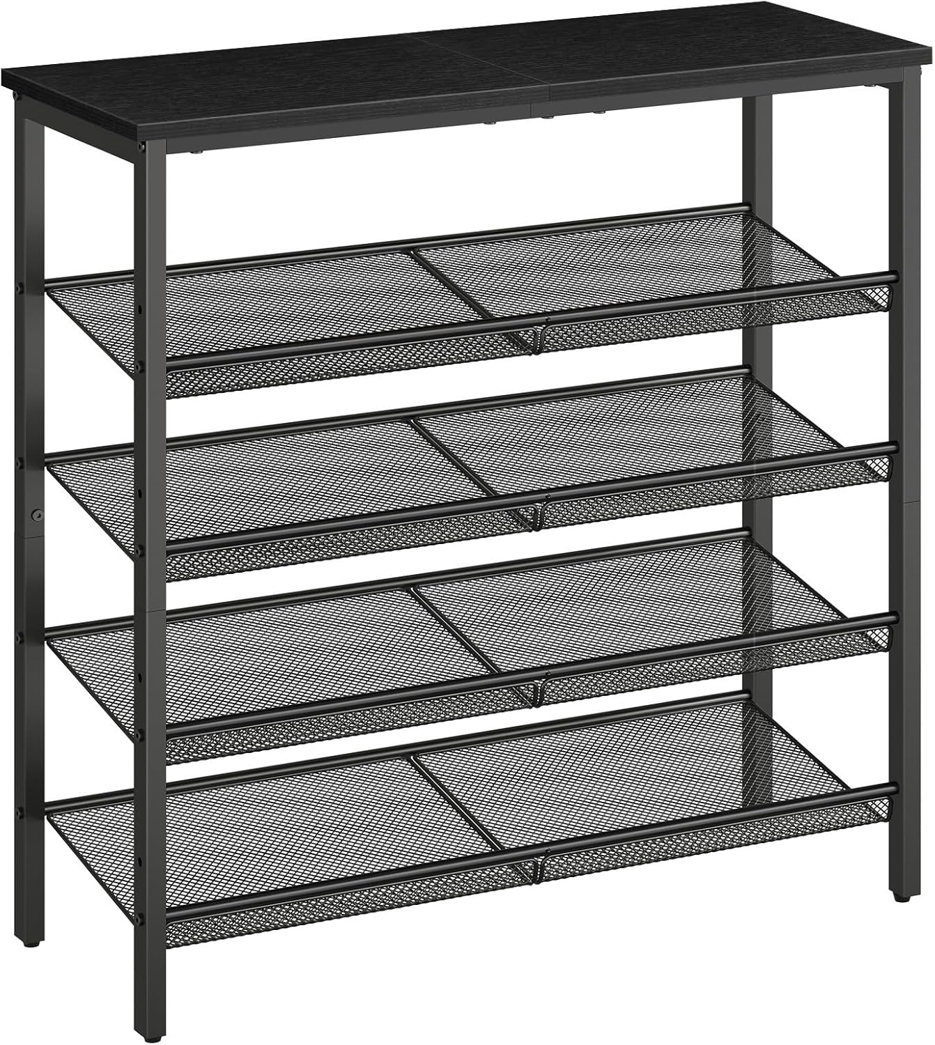 HOOBRO Shoe Rack for Entryway, 5-Tier Shoe Organizer with Adjustable Mesh Shelves, 16-20 Pairs of Shoes, Spacious Floor Mount, Metal, Industrial, Shoe Shelf for Closet, Rustic Brown BF12XJ01