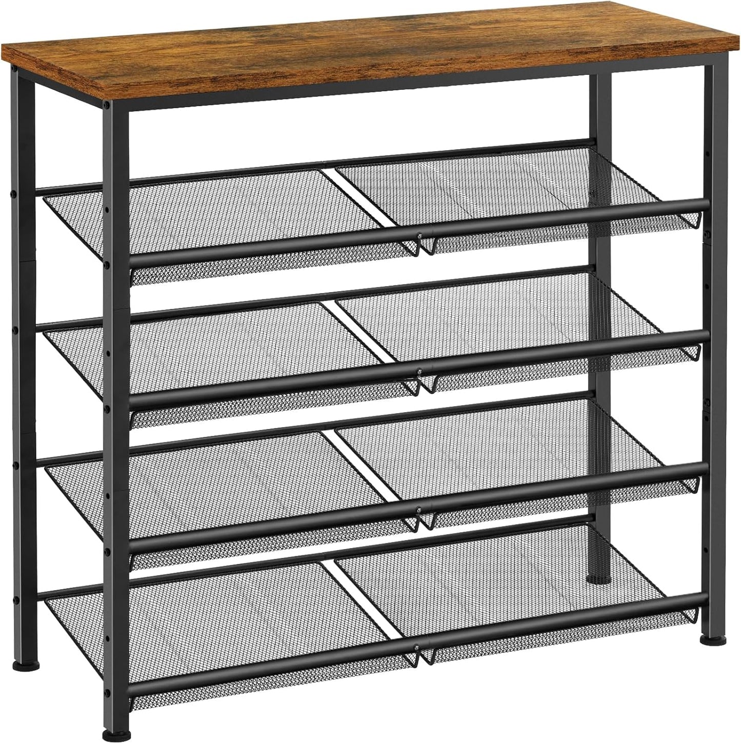 Pipishell 5-Tier Shoe Rack for Entryway and Small Spaces with Wooden Top & Metal Frames, Shoe Storage Organizer with Adjustable Storage Shelves, PISRB4